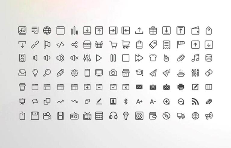 105个矢量可填色商务PPT图标下载