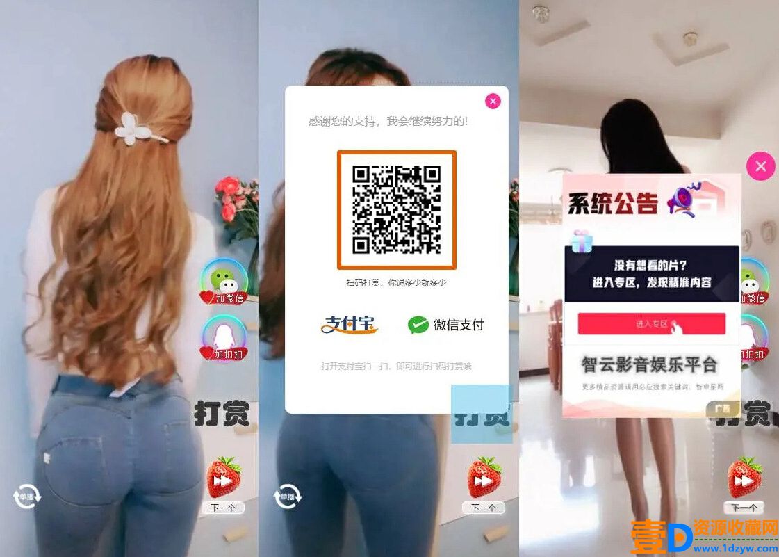 H5随机短视频滑动版带打赏源码